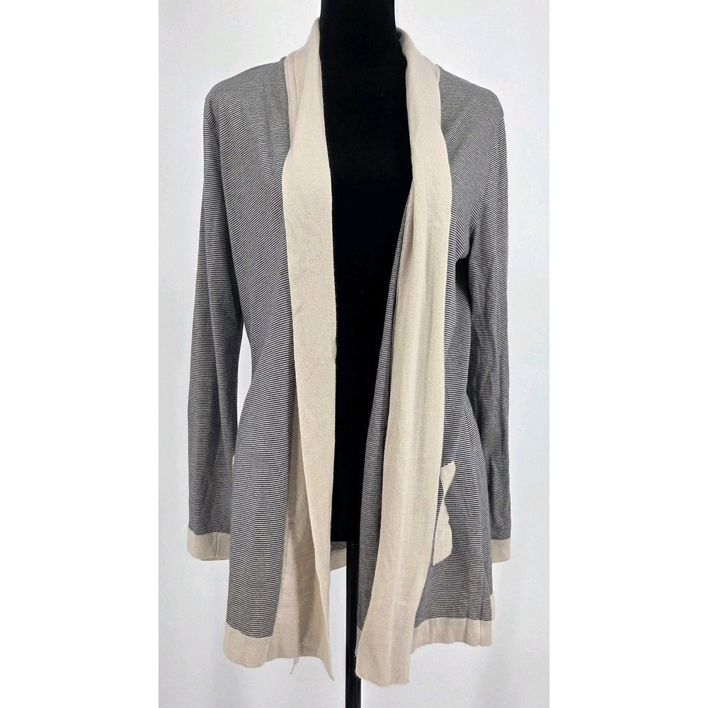 Rani Arabella Lora Piana Cardigan Large Beige Black Cashmere Silk Italy